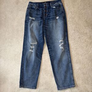 Hollister Ultra High Rise Mom Distressed Women's size 13 Medium Blue Denim Jeans
